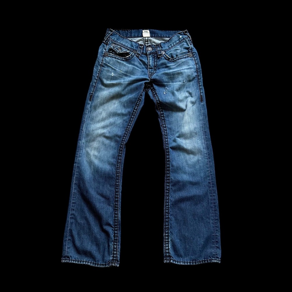 90's True Religion Billy Super T Jeans 32 Medium Wash Bootcut Made in USA Blue